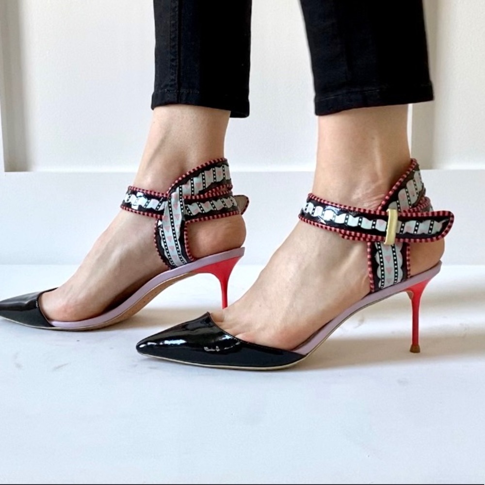 SOPHIA WEBSTER Patent Leather Ankle-Strap Pumps Size: 8.5 | IT 38.5